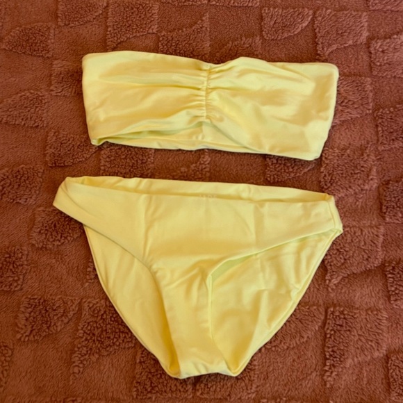Jade Swim Ava Bandeau & Bikini Bottoms in Sorbet Yellow - Picture 2 of 6